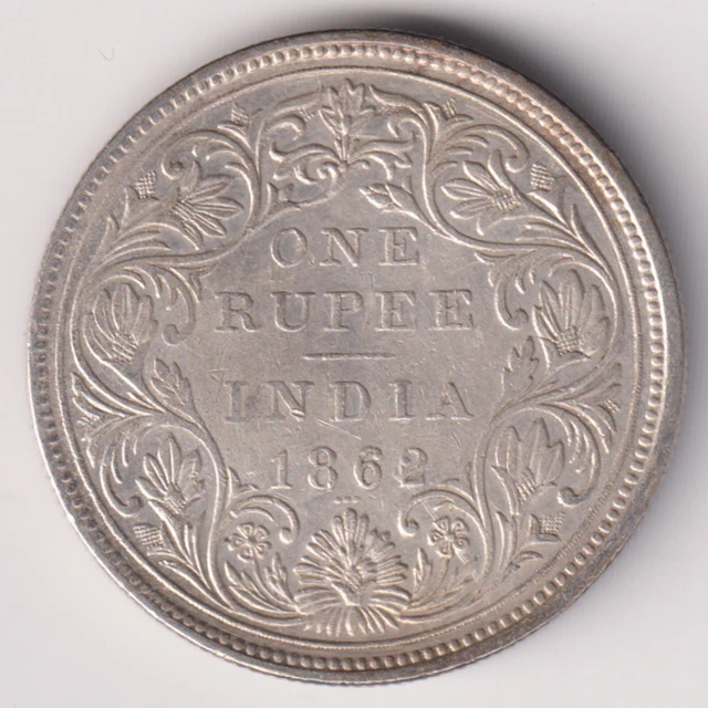 British India 1862 Victoria Queen One Rupee 0/4 Dot Rare Silver Coin