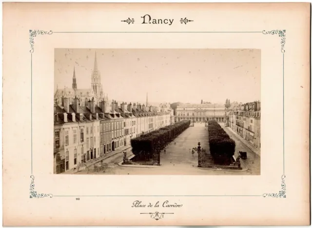 Nancy.Place de la Carrière 1880.Albuminated photo.ND.Neurdein 10x16cm mounted/cardboard