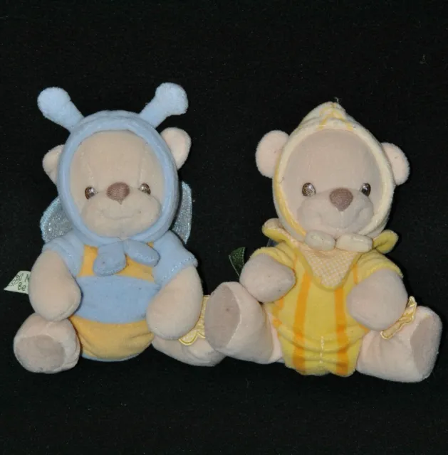 Lot 2 Peluche Doudou Ours Canard FISHER PRICE 2003 Grelot 19 Cm Assis TTBE