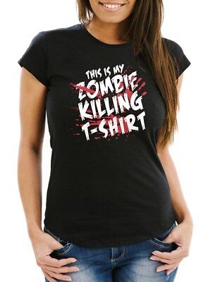 Donna T-Shirt This is My Zombie Killing T-SHIRT HALLOWEEN HORROR Fun-Shirt