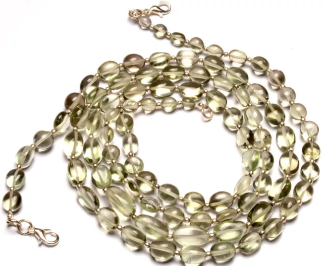 Collier de perles en forme de pépite lisse, gemme naturelle, prasiolite,...