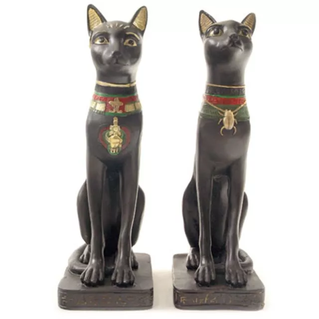 Decorative Black Bast Egyptian Pair of Cat Figurines Ornament