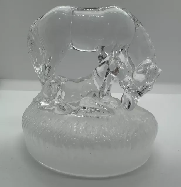 Vintage Stunning Crystal Glass Horse And Foal Ornament
