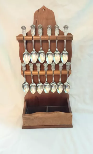 Vintage Wm Rogers & Son Set of 13 Silverplate State Spoons pat.1915 Used V.G.C