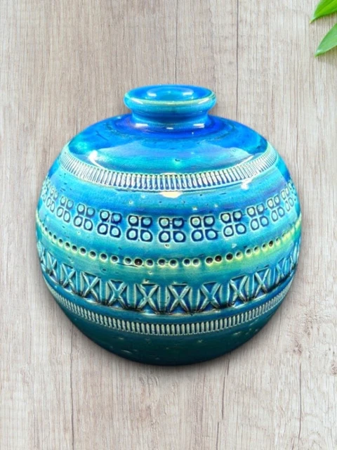 FLAVIA BITOSSI RIMINI Blue Flower Vase 16cm Italy Handcrafted