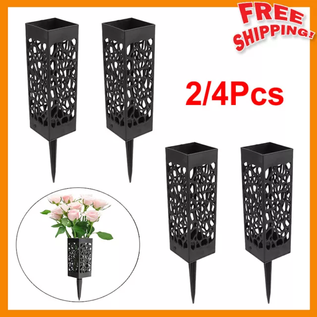 4Pcs Grave Flower Pot Vases with Spike Garden Flower Holder Memorial Cemetery UK