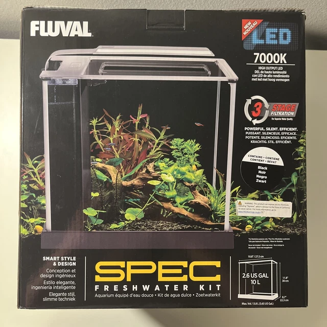Fluval Spec Aquarium Kit - Black - 2.6 Gallon - Desktop Glass Aquarium - 10515