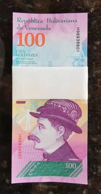 Venezuela 100 Bolivares Soveranos 2018 Neues Bündel 100 Stck. Unc