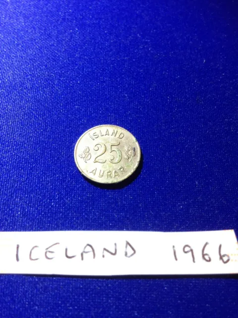 Iceland 1966 copper-nickel 25 aurar