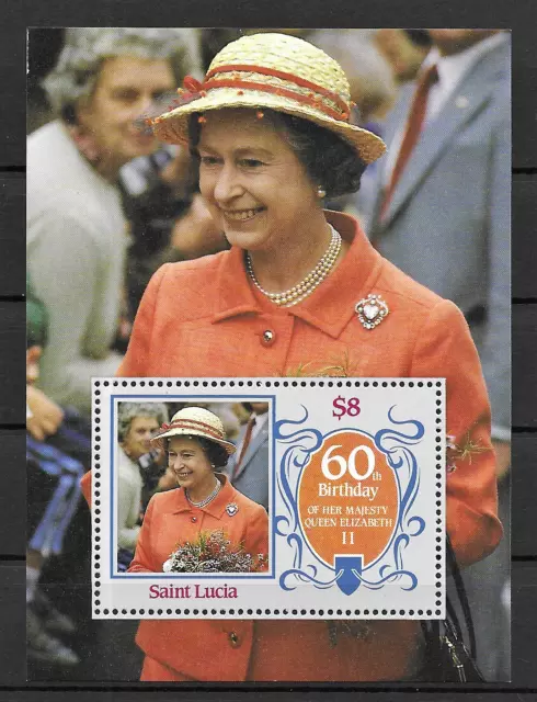 St Lucia 1986 60th Birthday of the Queen MNH mini sheet M.S. 880