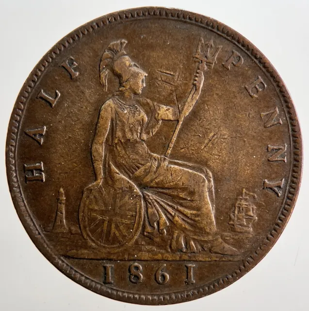 1861 Victoria Half-Penny Coin | Very High Grade | a2577
