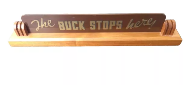 Original Vintage Harry Truman Campaign The Buck Stops Here Desk Plate