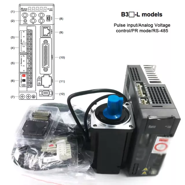 Delta NEMA24 200W AC Servo Motor Servo Driver 0.64NM B3 series for CNC Engraving