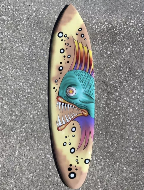 39” Crazy Fish Tiki Bar Handmade Sign Wall Art Tiki Decor Air Brushed