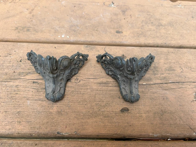 pair Ornate cast metal antique furniture feet victorian?