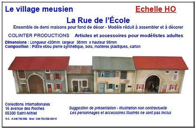 Maquette HO Colinter – La Rue Derrière La Mairie – 4 Demi-maisons – Non-peint