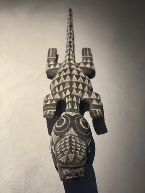 African Bobo Crocodile Mask of Burkina Faso, Carved and Painted Wood