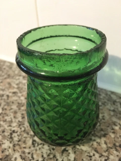 Antique Original Victorian  Emerald Green Glass Night Light Fairy Lamp Tea Light