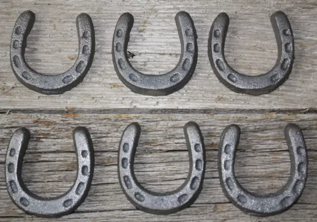 Lot of 6 Tiny Cast Iron Lucky Horseshoes Western Rustic Ranch Home Decor 2X2 IN