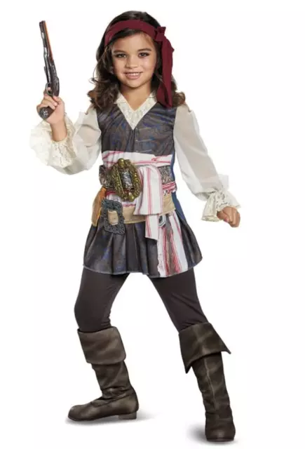 Pirates Caribbean Captain Jack Sparrow Child Medium 7-8 Halloween Costume, New