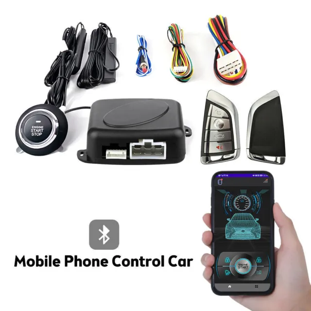 Car Keyless Entry Engine Start Alarm System Push Button APP Remote Starter Stop