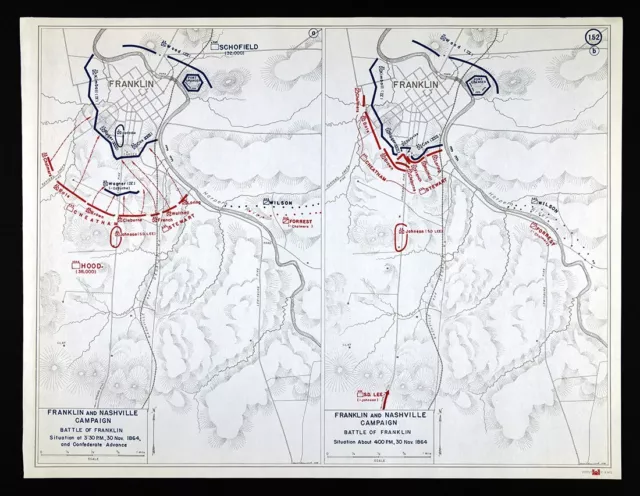 West Point Civil War Map Battle of Franklin Tennessee Confederate Advance Nov 30