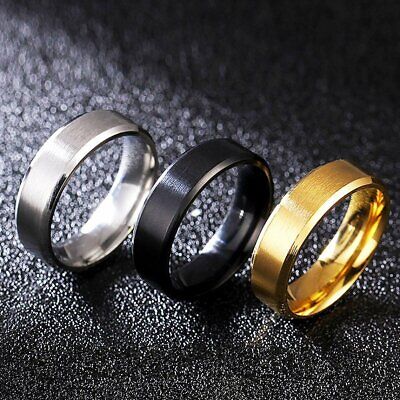 Fashion 8MM Black Stainless Steel Rings for Men Band Titanium Jewelry Size 5-12