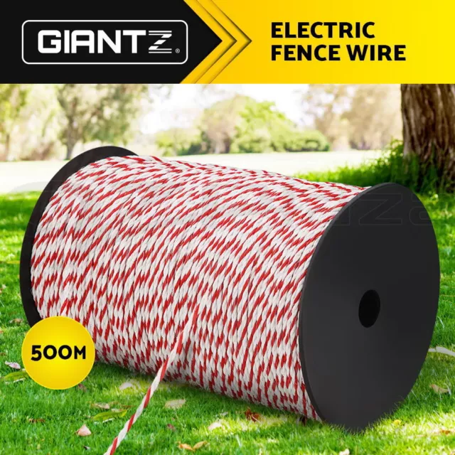 Giantz 500M Electric Fence Wire Tape Poly Stainless Steel Temporary Fencing Kit