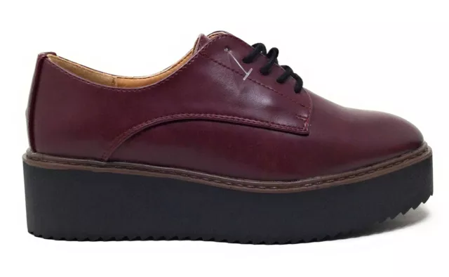 Madden Girl Womens Written Lace Up Oxford Shoes Burgundy Leather Size 7 M US