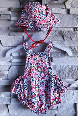 Jacadi JACADI ENSEMBLE 4P BÉBÉ FILLE TONS BLEU MARINE & BLANC IMPRIMÉ FLEURS 3M 