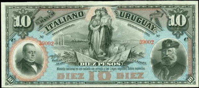 Uruguay. 10 Pesos. El Banco Italiano del Uruguay. Paper Currency. P-S212.