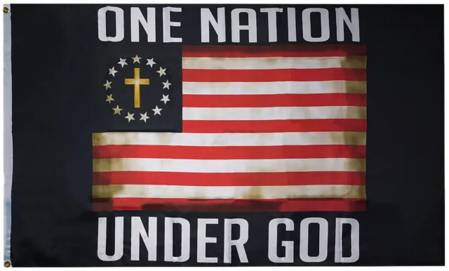 Un Nation Sous Dieu Betsy Ross Croix Vintage 100D 3'x5' Tissé Poly Nylon Flag