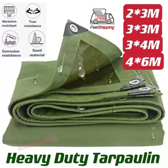 4 Size 4X6 Army Heavy Duty Waterproof Canvas Tarp Tarpaulin Sun BlockedDustproof