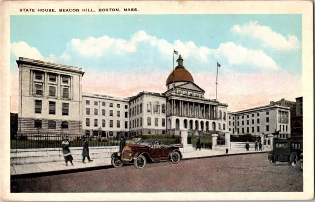 c 1930 Beacon Hill State House Boston Massachusetts Vintage Postcard