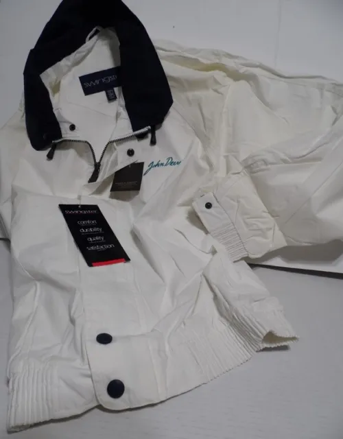 New Vintage Authentic JOHN DEERE Signature Logo Men's White Sports Jacket - XL