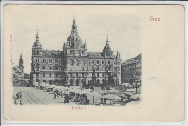 AK Graz, Rathaus, Marktplatz, um 1900