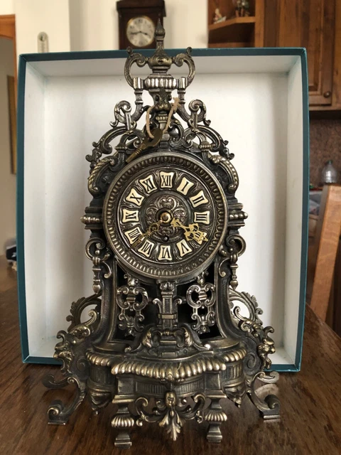 Orologio Da Tavolo In Peltro Invecchiato | Stile Classico Con Finitura Oro - Foto 9