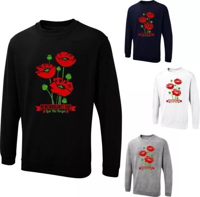 Remembrance Day Lest We Forget Jumper British Armed Forces Poppy Flower Jump Top