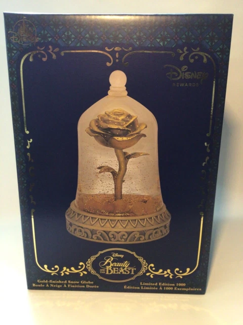 DISNEY VISA BEAUTY and the Beast Enchanted Gold Rose Snowglobe Limited
