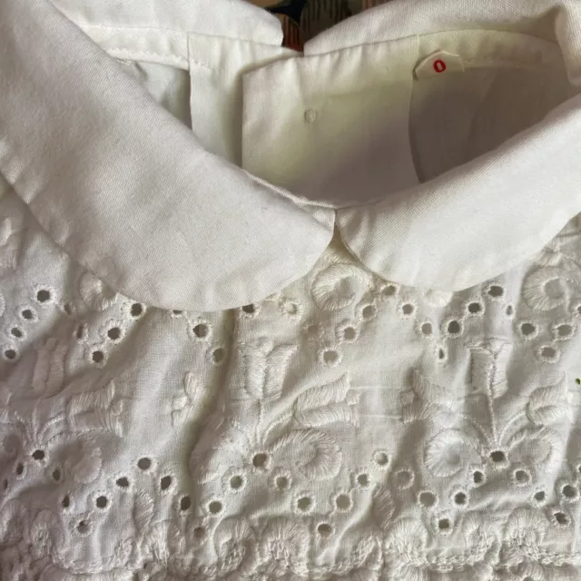 Vintage 1970s White Summer Broderie Anglaise Cotton Dress Baby 6-12 Months VGC 2