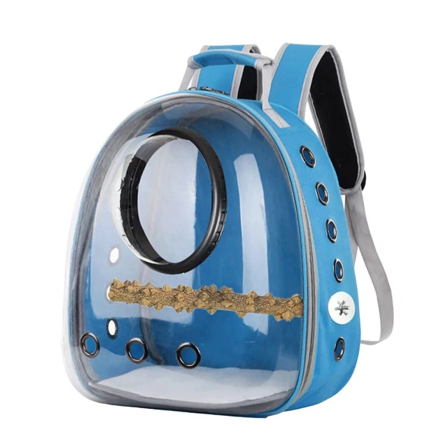 Bird Carrier Cage Mesh Bag Pet Parrot Travel Breathable Backpack Light Blue