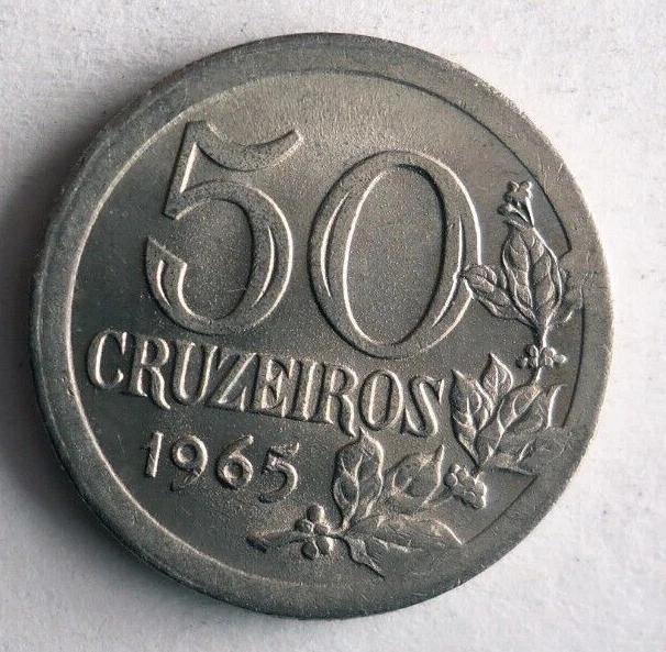 1965 BRAZIL 50 CRUZEIROS - Excellent Coin - FREE SHIP - Bin #338