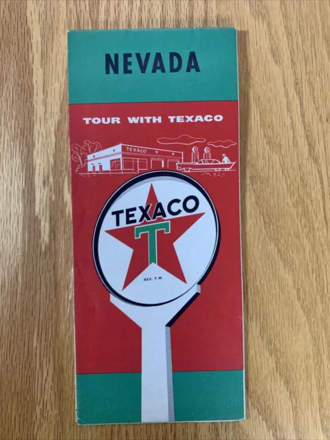 Texaco Map Nevada Las Vegas Henderson Reno 1957 Gas Oil Advertising Folding Road