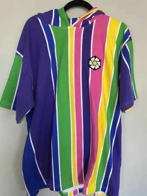 INSOMNIAC EDC Striped Hoodie Sweatshirt Sweater Jumper Short Sleeve Rainbow