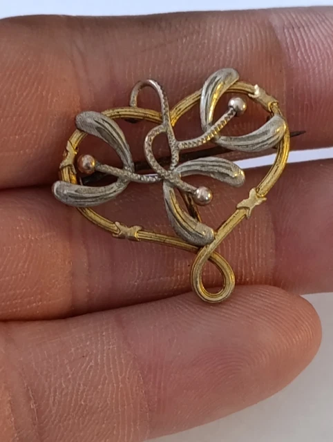 Broche Ancienne Art Nouveau En Argent Massif 925 - Motif Bouquet Fleuri