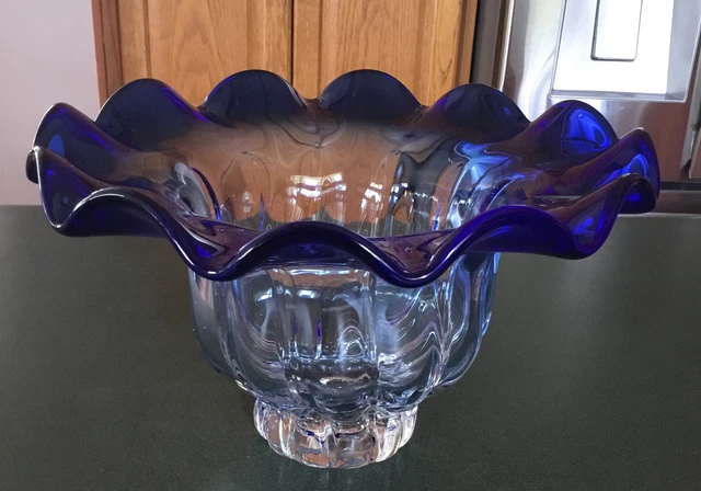 Shannon Crystal Designs Of Ireland Cobalt Blue Bowl Hand Made Poland. Heavy!