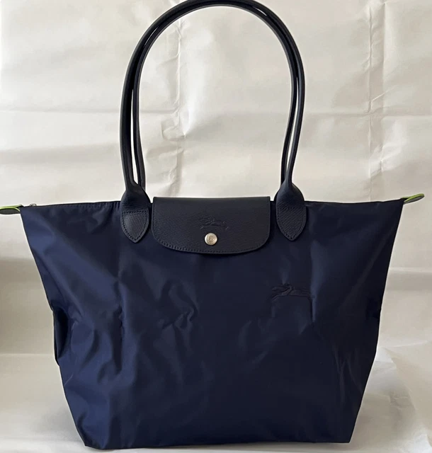 NWT Longchamp  Le Pliage Recycled Large Tote Leather Strap in Marine  Navy Blue