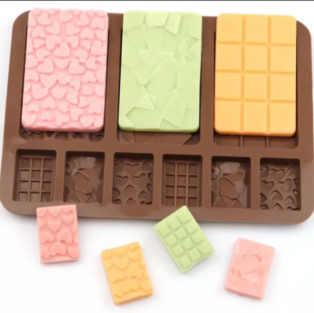 Silicone Chocolate Snap Bar Mould Block Heart Waffle Candy Wax Melt Candle Mold 2