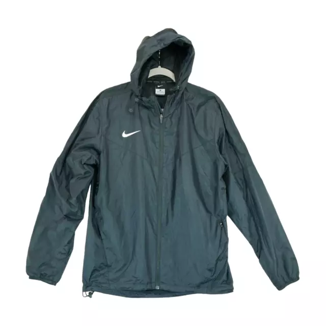 Black Nike Men's Hooded Rain Jacket Size Medium Waist Drawstring