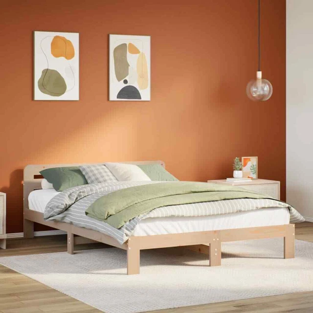 BED FRAME WITHOUT Mattress 150x200 cm King Size Solid Wood Pine £254.72